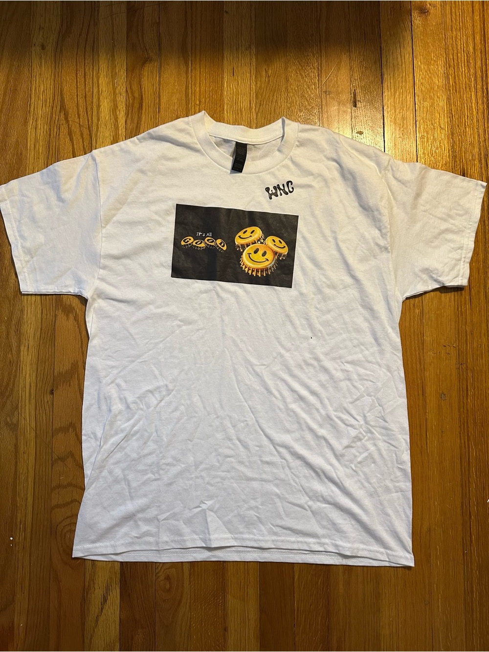 White Graphic WNC “it’s all good” Smile Face T-Shirt